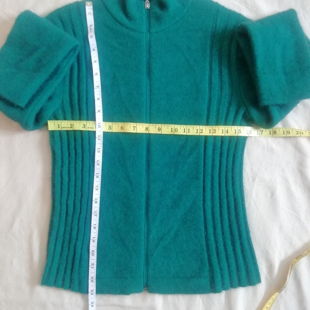 MERINOMINK Teal Women's Zip Cardigan Sweater (M) - Picture 4 of 8